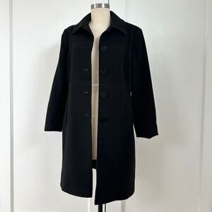 Vintage Larry Levine‎ Design Black Lambswool Cashmere Coat 8P Italian Small